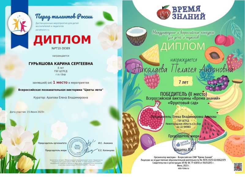 Победители во Всероссийской познавательной викторине