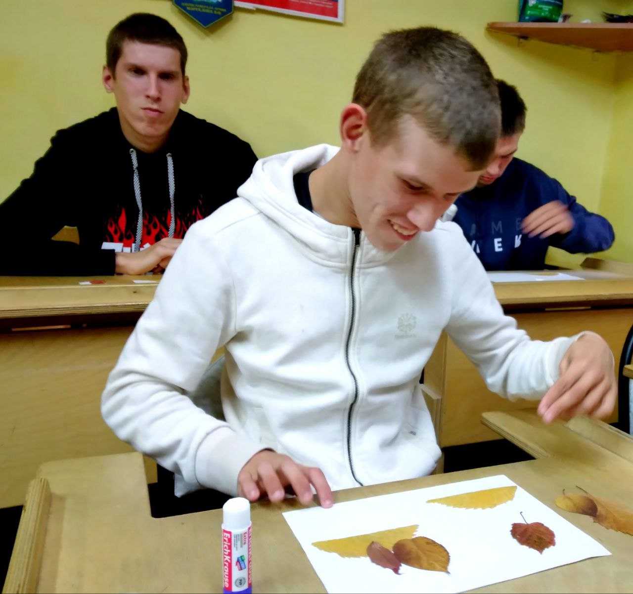 Аппликация из осенних листьев.